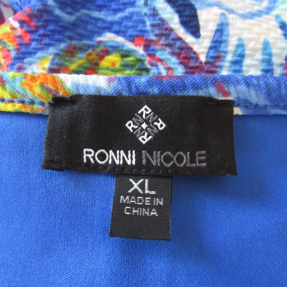 Ronni Nicole Blue Nautical Dress Size XL Sleeveless Ocean Starfish Stretch Beach - Picture 9 of 11